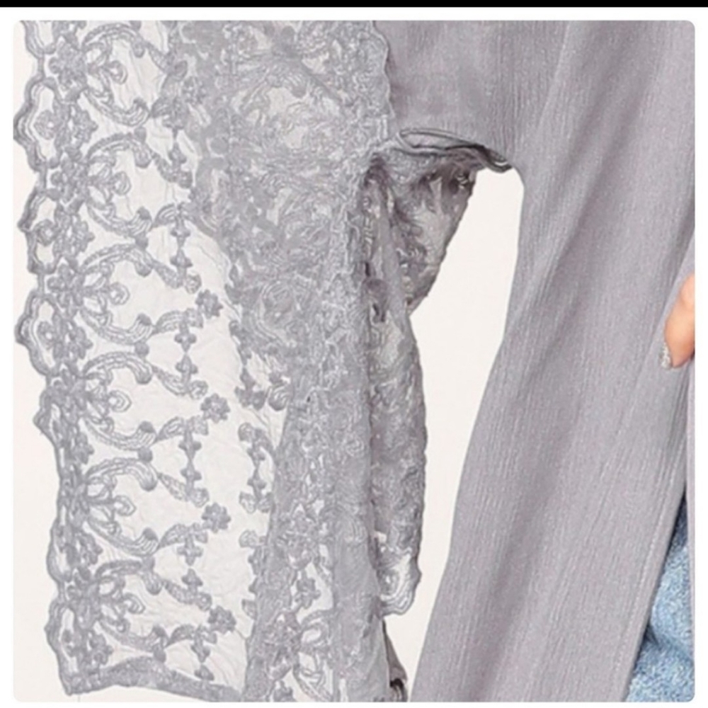 *EMBROIDERED LACE HEM DUSTER/CARDIGAN - Picture 5 of 5